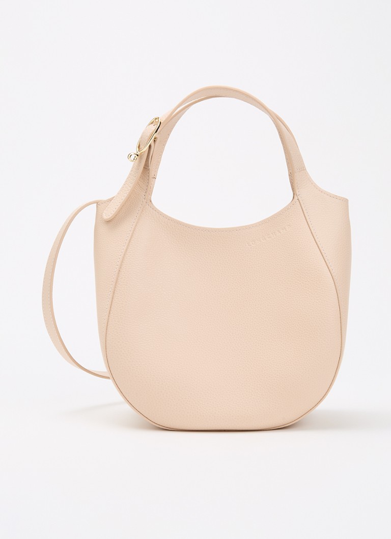 Longchamp Dames Le Foulonné handtas S van leer met afneembare schouderriem in de kleur Creme