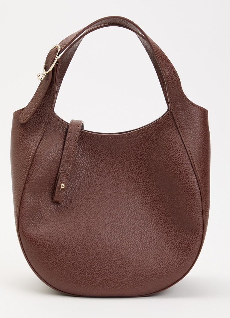 Longchamp Dames Le Foulonné handtas S van leer met afneembare schouderriem in de kleur Donkerbruin
