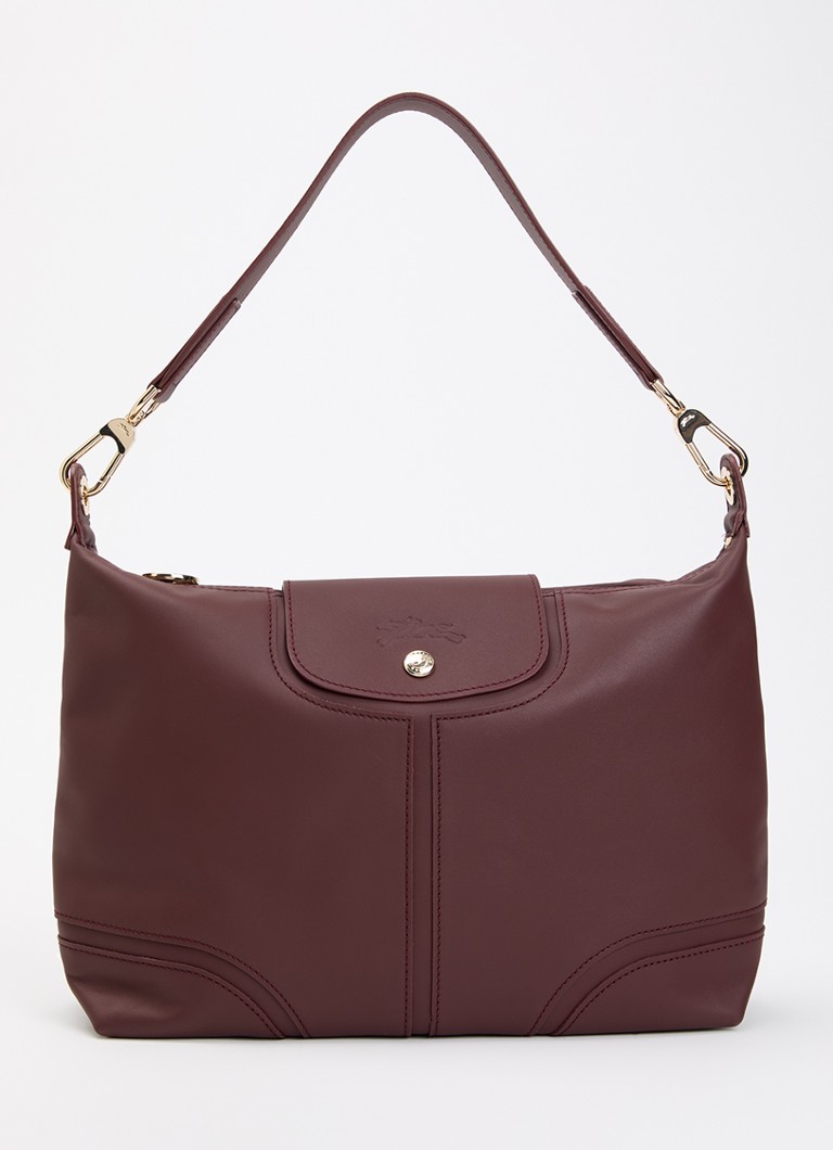 Longchamp Dames Le Pliage Xtra schoudertas van leer in de kleur Bordeauxrood