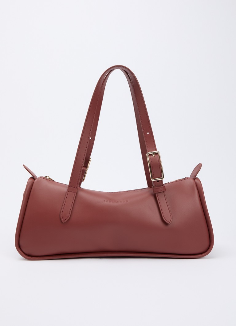 Longchamp Dames Looong schoudertas van leer in de kleur Roodbruin