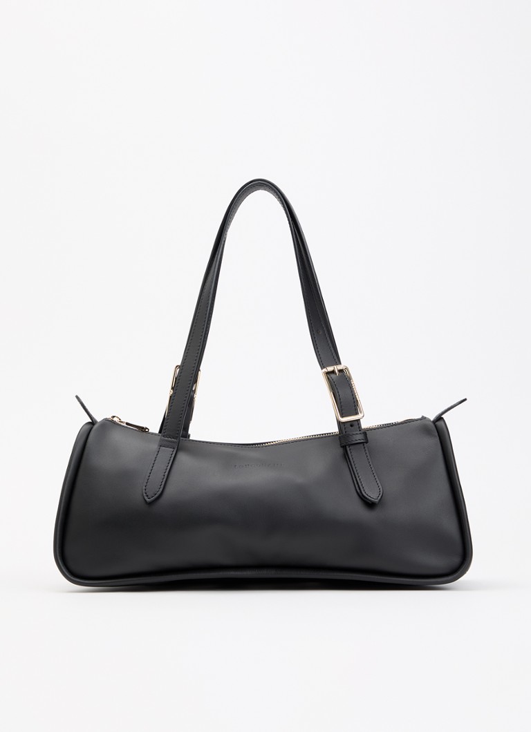 Longchamp Dames Looong schoudertas van leer in de kleur Zwart