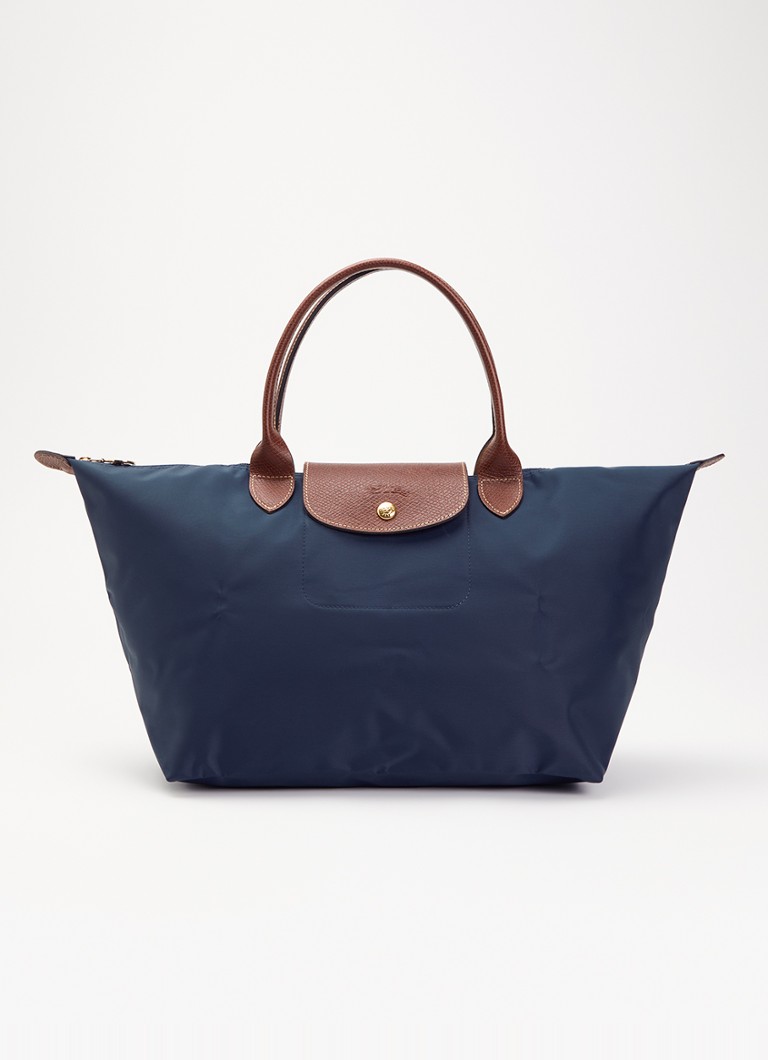 Longchamp Dames Le Pliage Original schoudertas L met leren details in de kleur Donkerblauw
