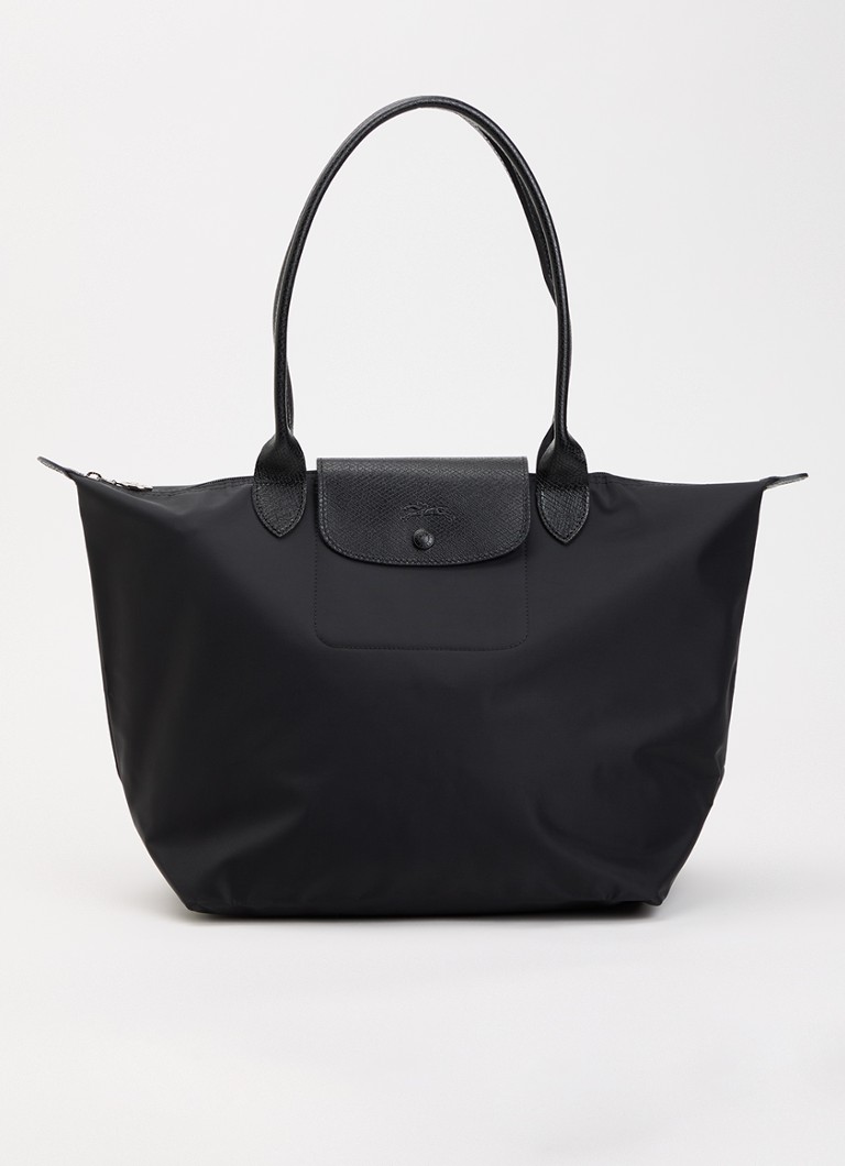 Longchamp Dames Le Pliage One schoudertas L met leren details in de kleur Zwart
