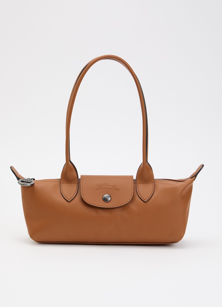 Longchamp Dames Le Pliage Xtra schoudertas M van leer in de kleur Oranjebruin