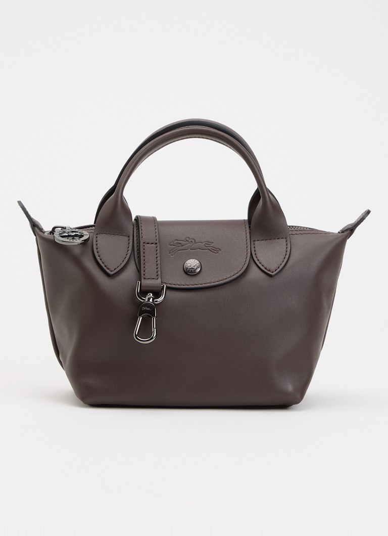 Longchamp Dames Le Pliage Xtra handtas XS van leer in de kleur Donkerbruin