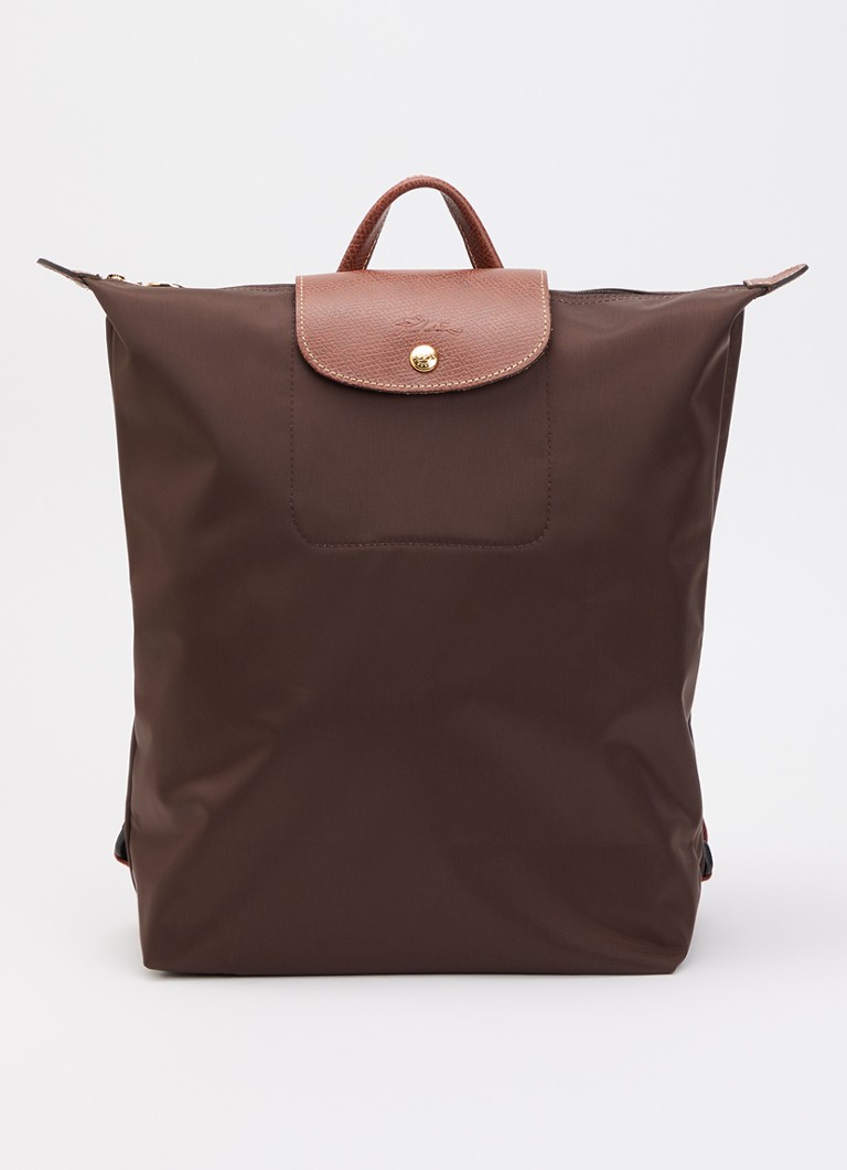 Longchamp Dames Le Pliage Original rugzak M met leren details in de kleur Chocoladebruin