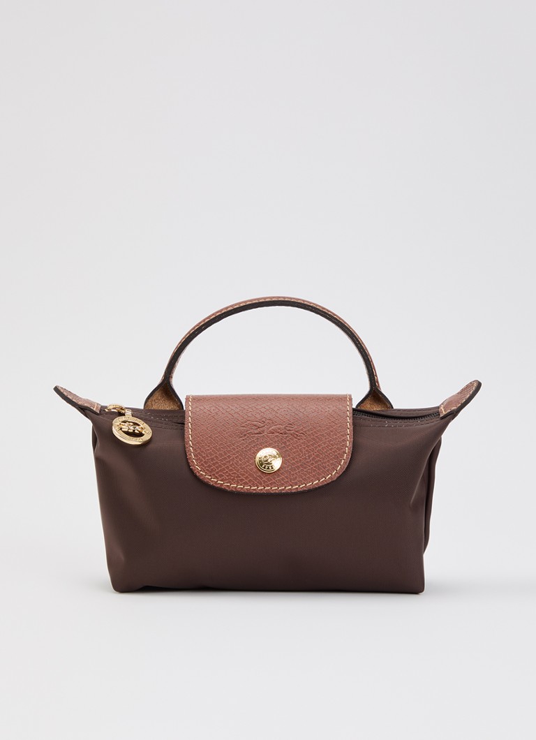Longchamp Dames Le Pliage Orginal handtas met leren details in de kleur Donkerbruin
