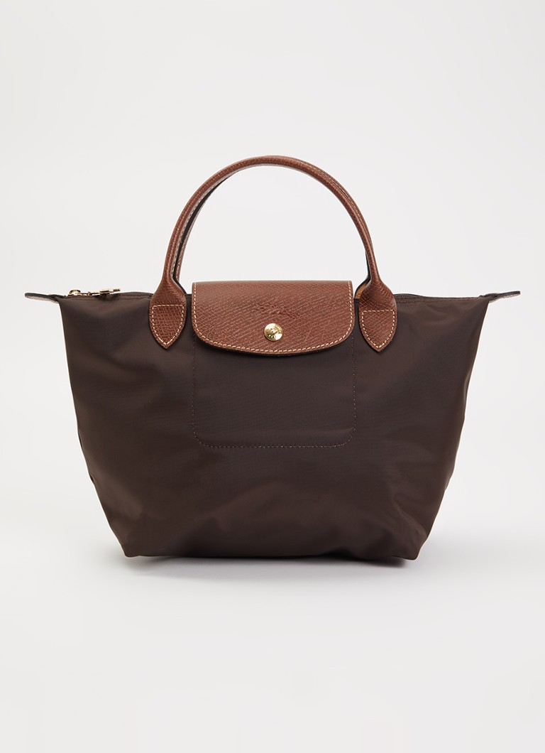 Longchamp Dames Le Pliage Original handtas S met leren details in de kleur Chocoladebruin