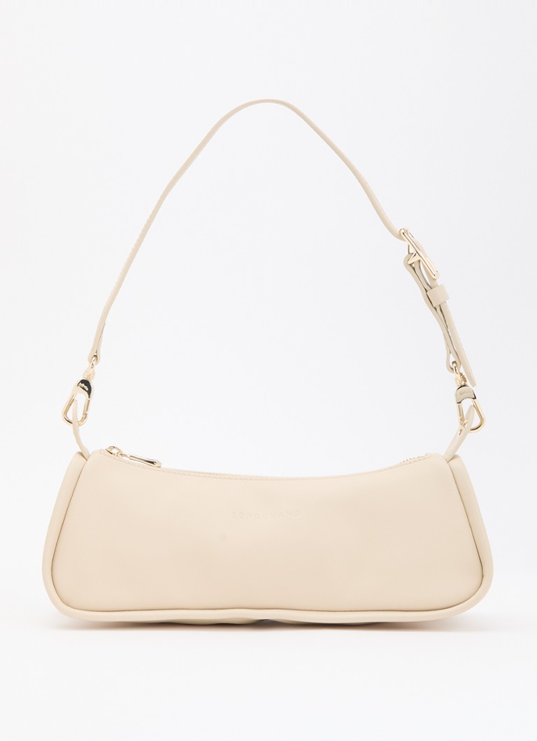 Longchamp Dames Looong schoudertas M van leer in de kleur Vanillegeel