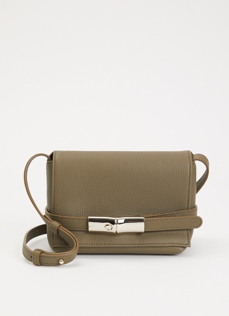 Longchamp Dames Crossbody tas van leer in de kleur Olijfgroen