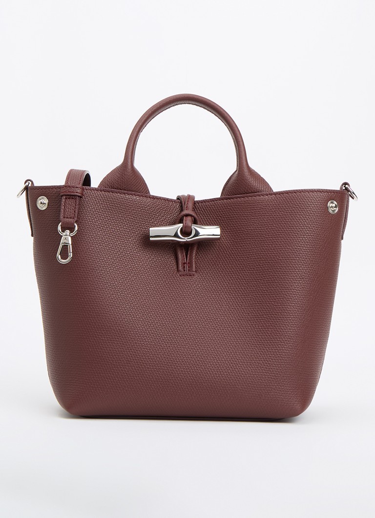 Longchamp Dames Le Roseau handtas S van leer in de kleur Bordeauxrood