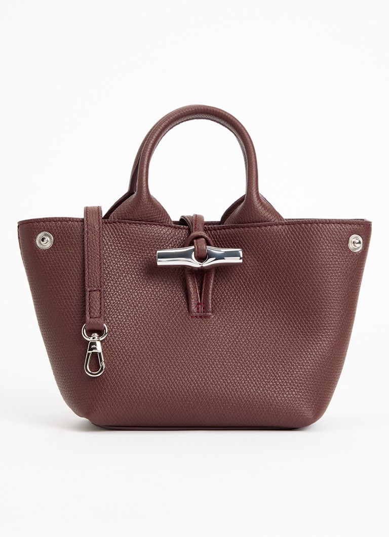 Longchamp Dames Le Roseau handtas XS van leer in de kleur Bordeauxrood