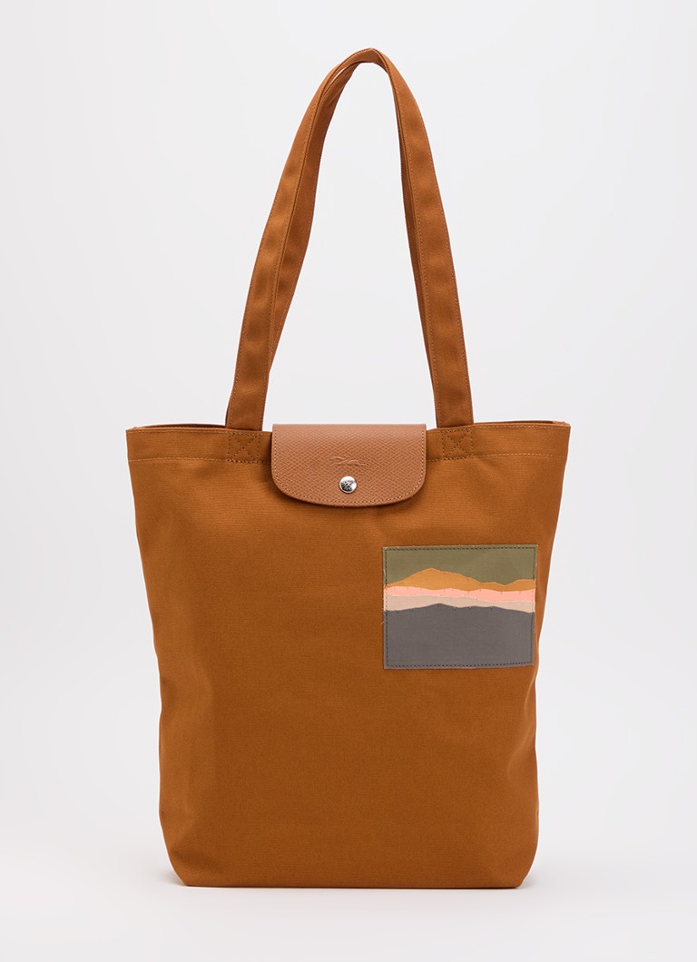 Longchamp Dames Caroline Hélain x Longchamp schoudertas M met leren details in de kleur Cognac