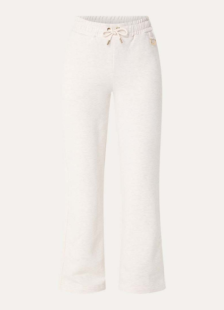NIKKIE Dames Odessa high waist flared fit joggingbroek met gemêleerd dessin in de kleur Creme