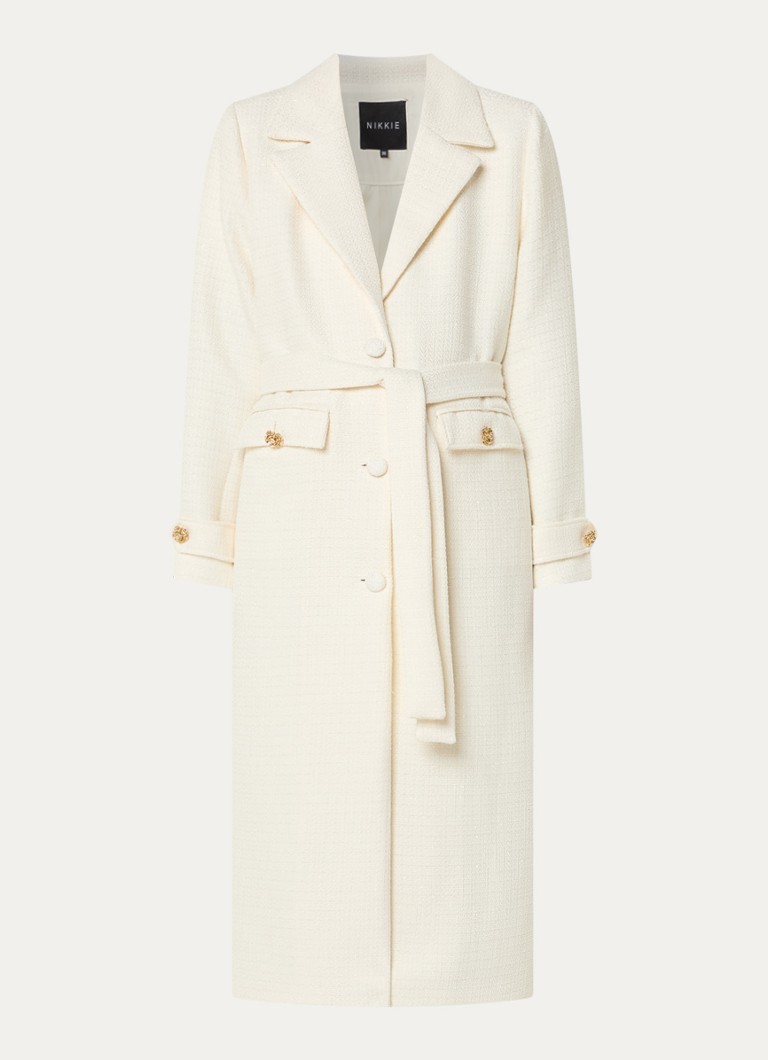 NIKKIE Dames Loreda mantel met tweed-look en lurex in de kleur Creme