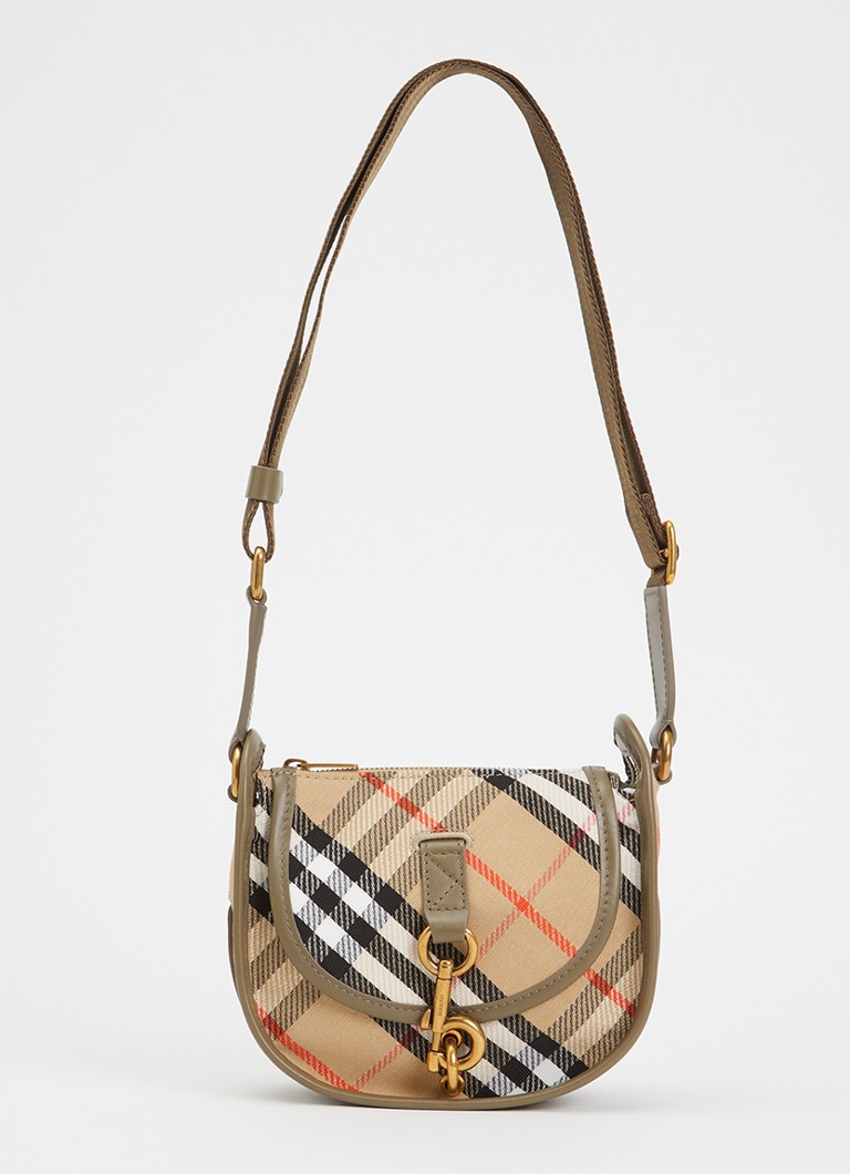 Burberry Dames Mini B Clip crossbodytas met kalfsleren details in de kleur Zand, maat: One Size