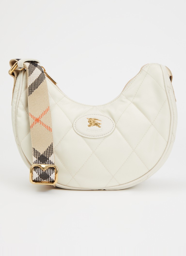 Burberry Dames Horseshoe crossbodytas met quilt patroon en kalfsleren deails in de kleur Beige, maat: One Size