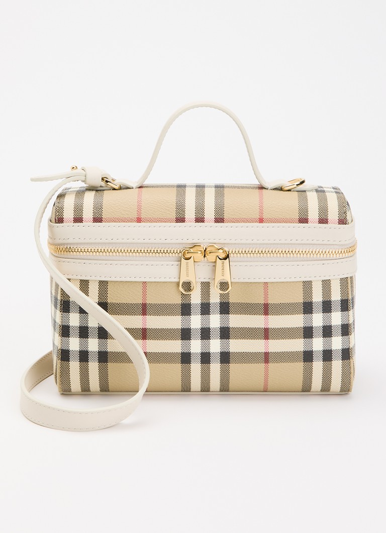 Burberry Dames Vanity handtas met details van kalfsleer en afneembare schouderriem in de kleur Zand, maat: One Size