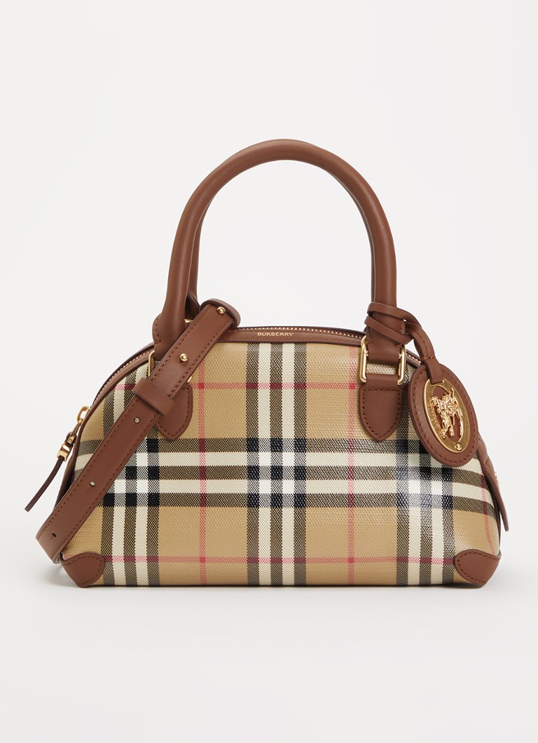 Burberry Dames Primrose mini handtas met ruitdessin en details van kalfsleer
