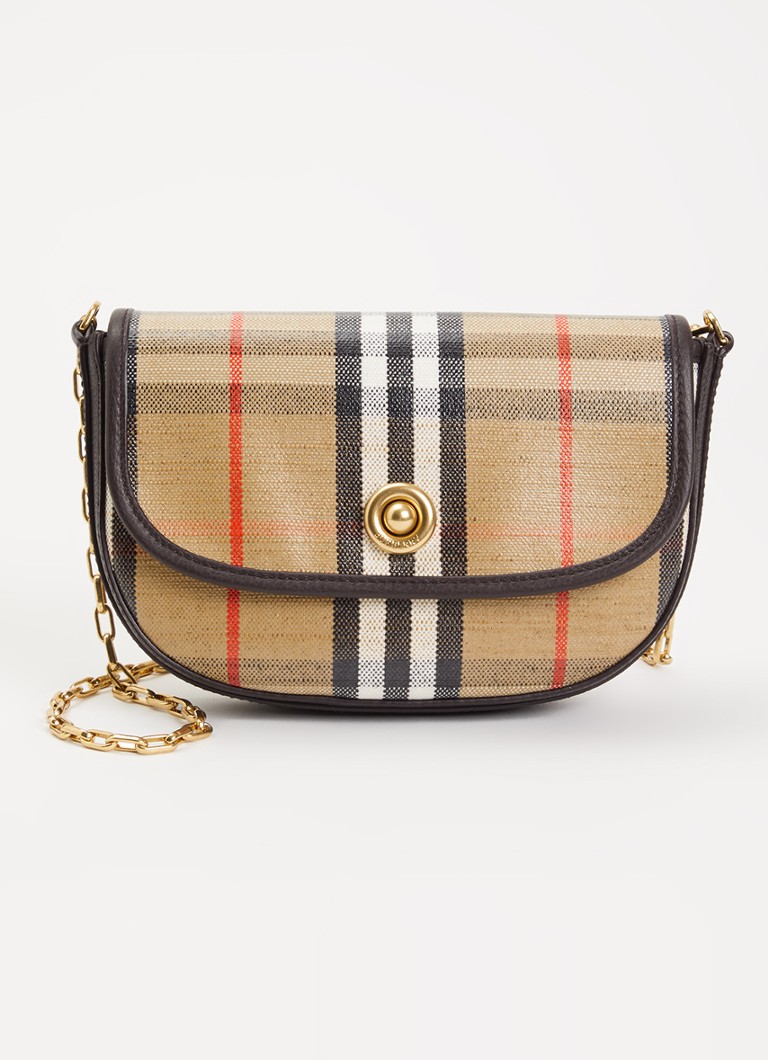 Burberry Dames Highlands mini crossbodytas met details van kalfsleer