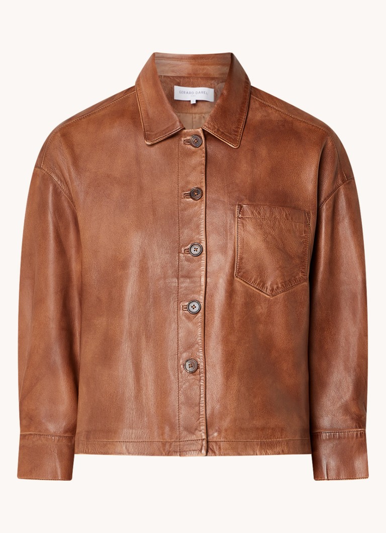 Gerard Darel Dames Jocya jack van lamsleer met borstzak in de kleur Bruin
