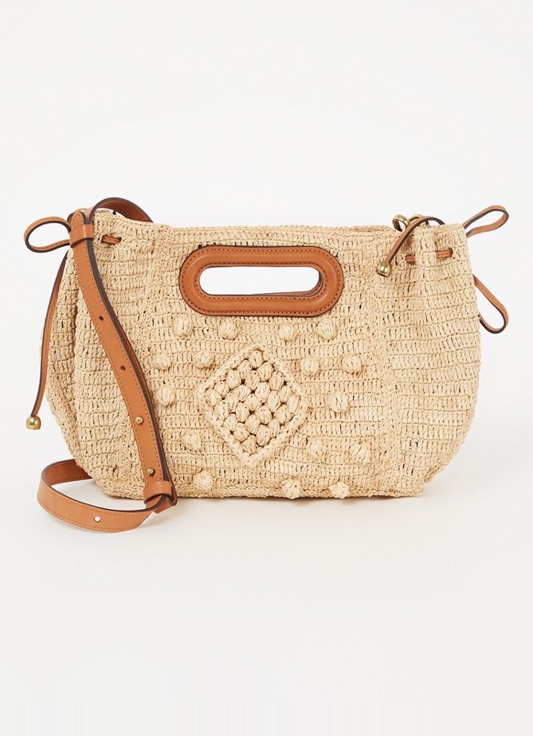Gerard Darel Dames Dany crossbodytas van raffia met leren details in de kleur Camel