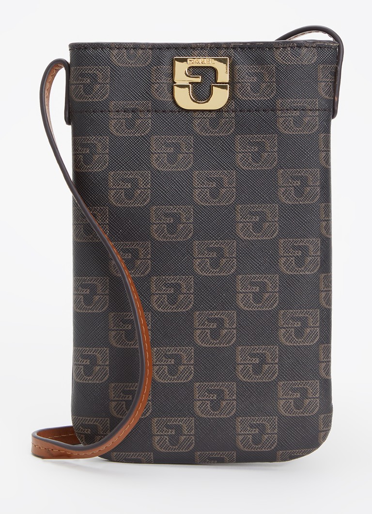 Gerard Darel Dames Crossbody telefoonhoes van leer in de kleur Donkerbruin