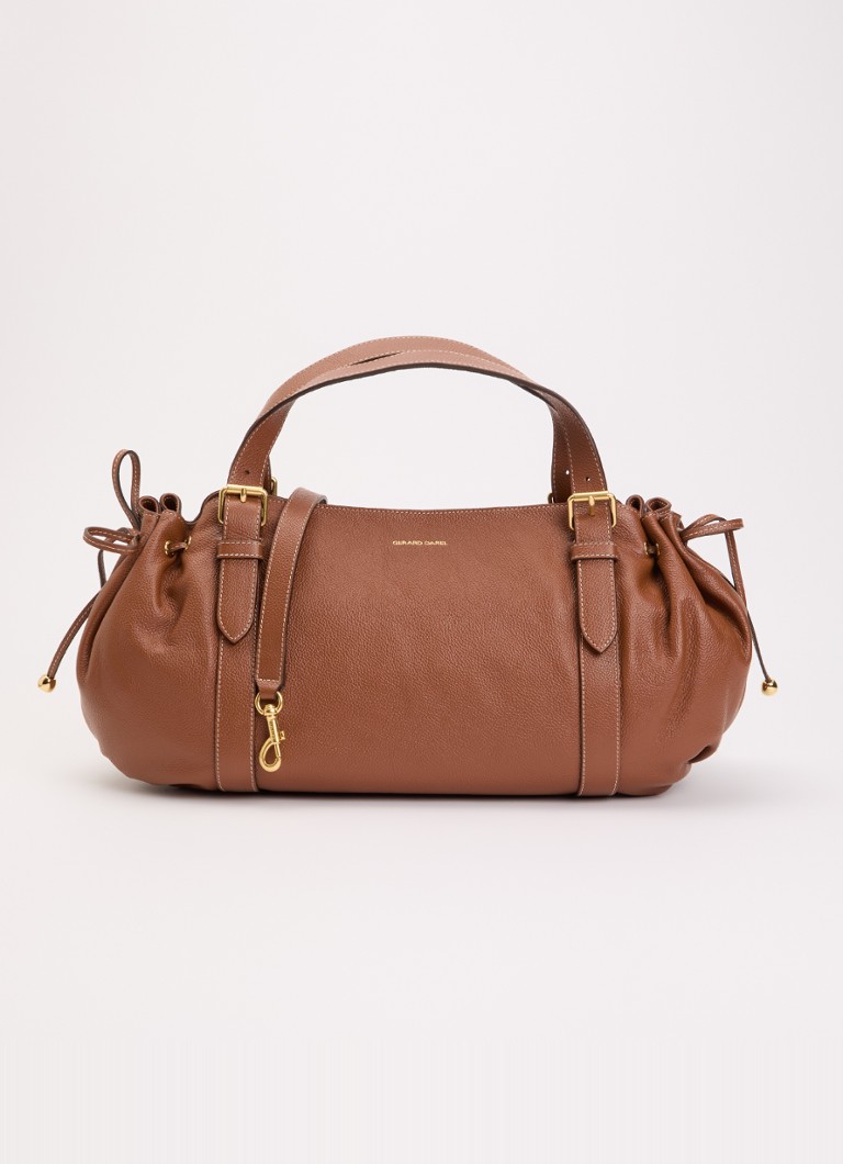 Gerard Darel Dames LE 24H handtas van leer met afneembare schouderriem in de kleur Roodbruin
