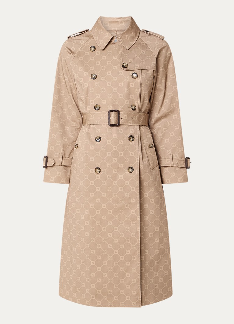 Gerard Darel Dames Serge double-breasted trenchcoat met logoprint en ceintuur in de kleur Beige