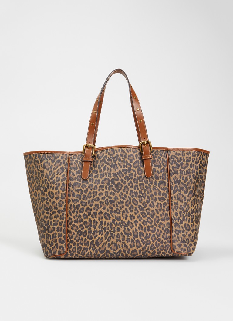Gerard Darel Dames Simple shopper met logoprint en details van leer in de kleur Cognac