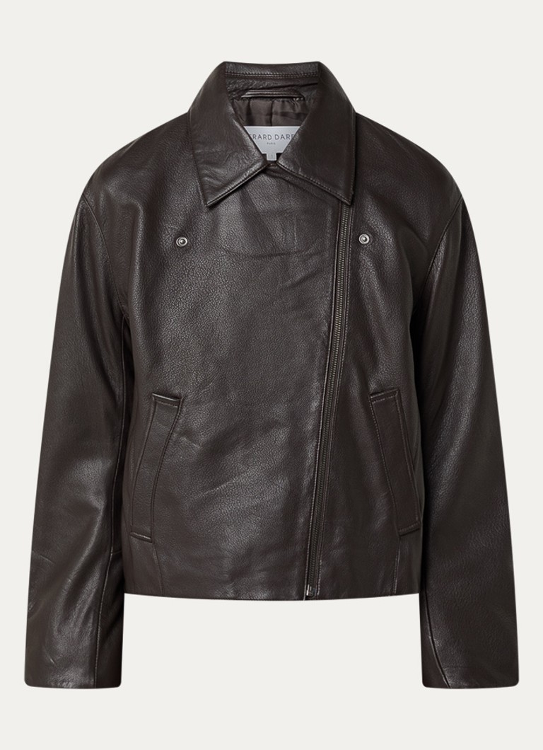 Gerard Darel Dames Nina bikerjack van schapenleer met steekzakken in de kleur Donkerbruin