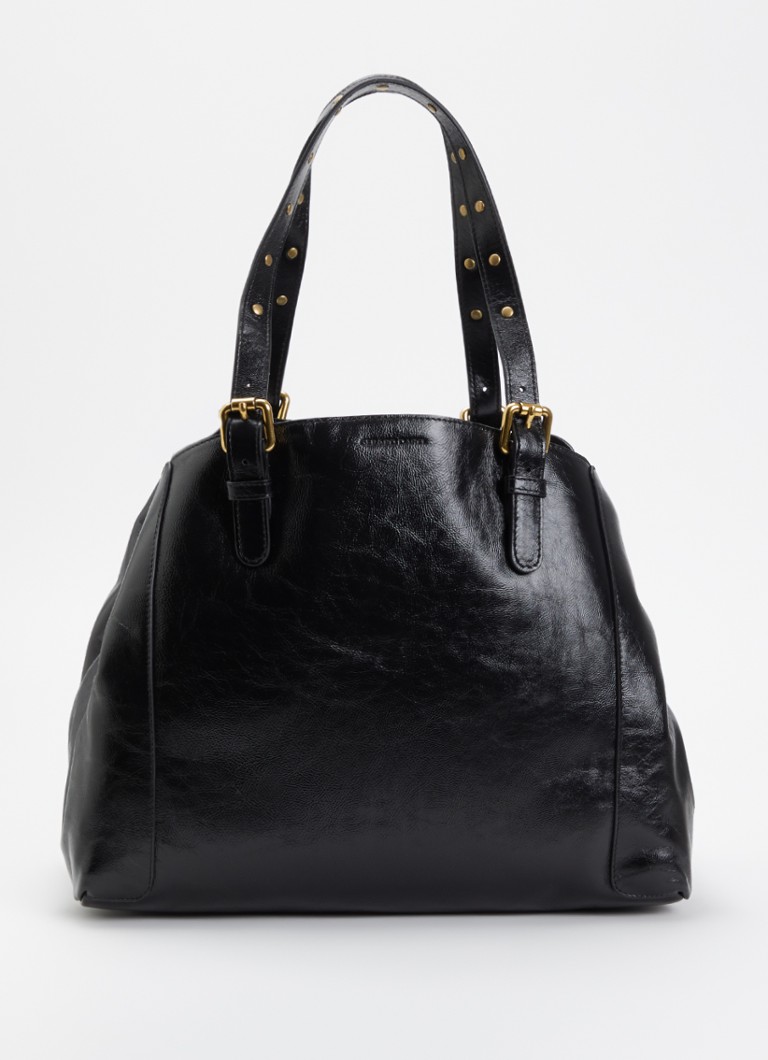 Gerard Darel Dames Simple schoudertas van leer met structuur in de kleur Zwart