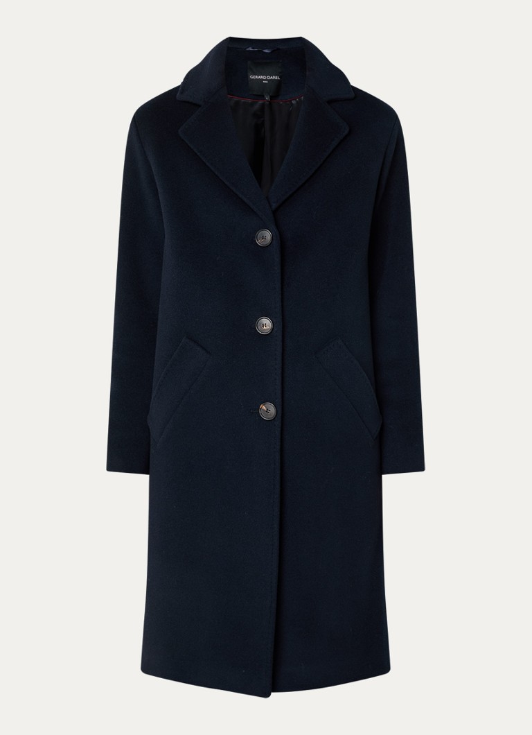 Gerard Darel Dames Minaelle mantel van scheerwol met steekzakken in de kleur Donkerblauw