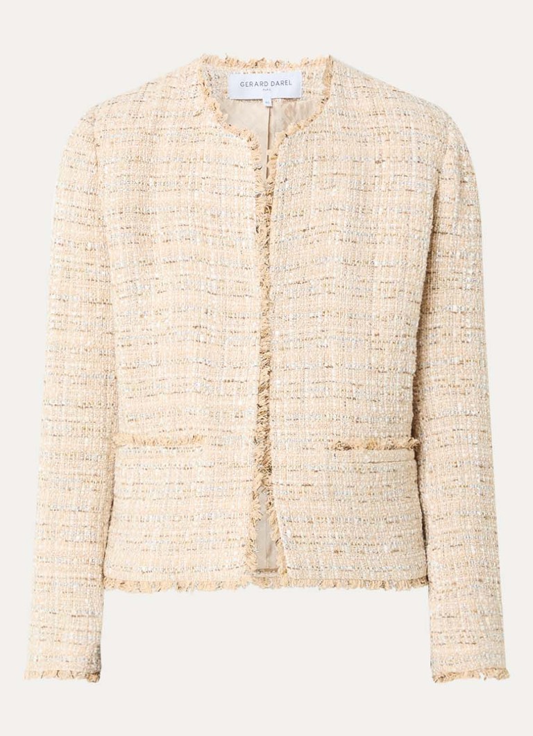 Gerard Darel Dames Talea jack met tweed-look en lurex in de kleur Beige