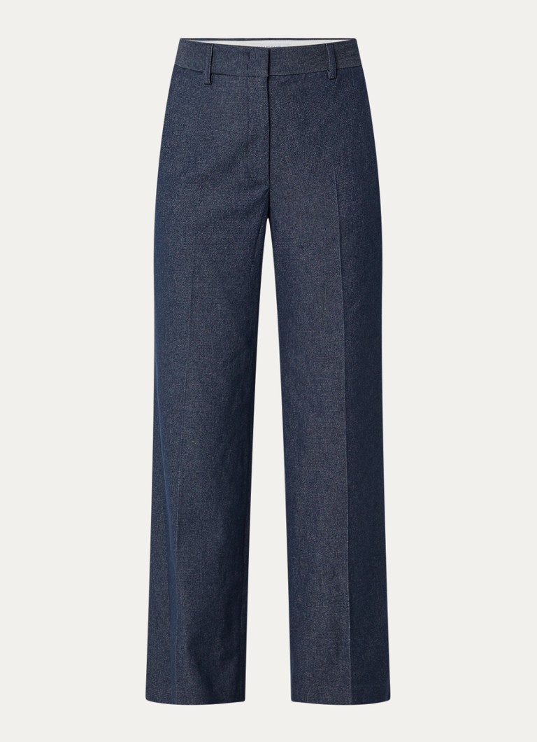 Gerard Darel Dames Amora high waist wide fit broek van chambray in de kleur Indigo