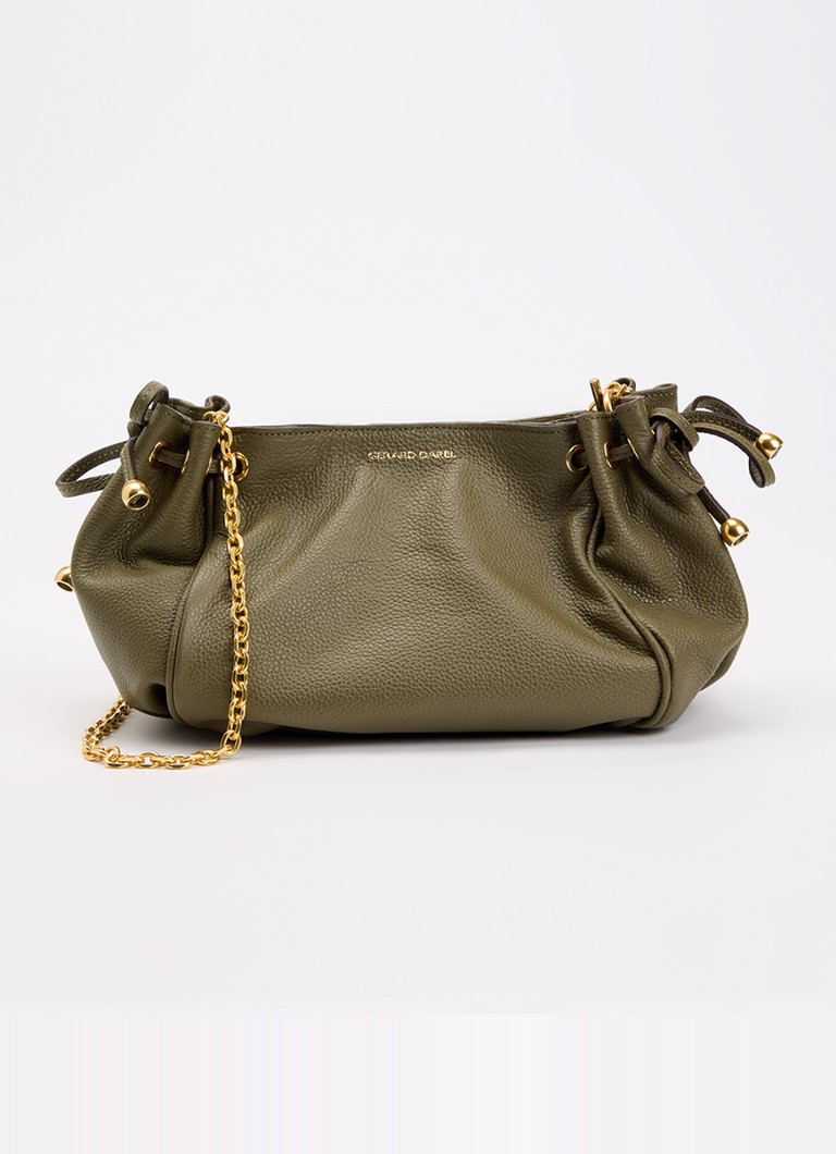 Gerard Darel Dames Le mini 24 clutch van leer met afneembare schouderriem in de kleur Legergroen