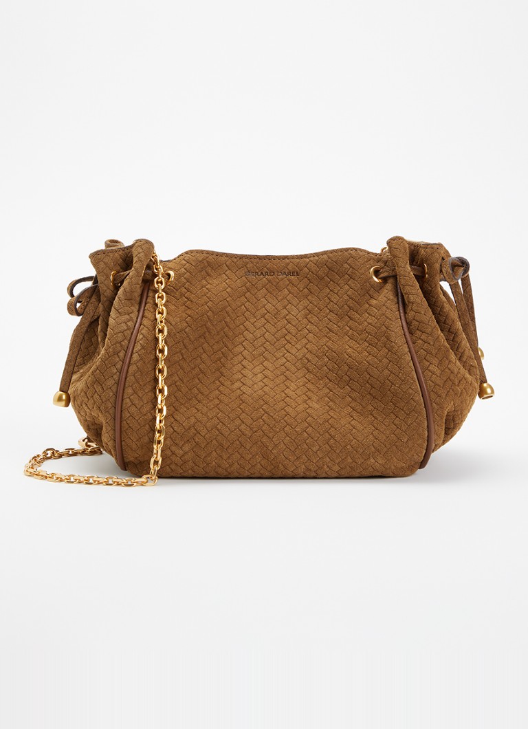 Gerard Darel Dames Bag Le Mini crossbodytas van suède in de kleur Taupe