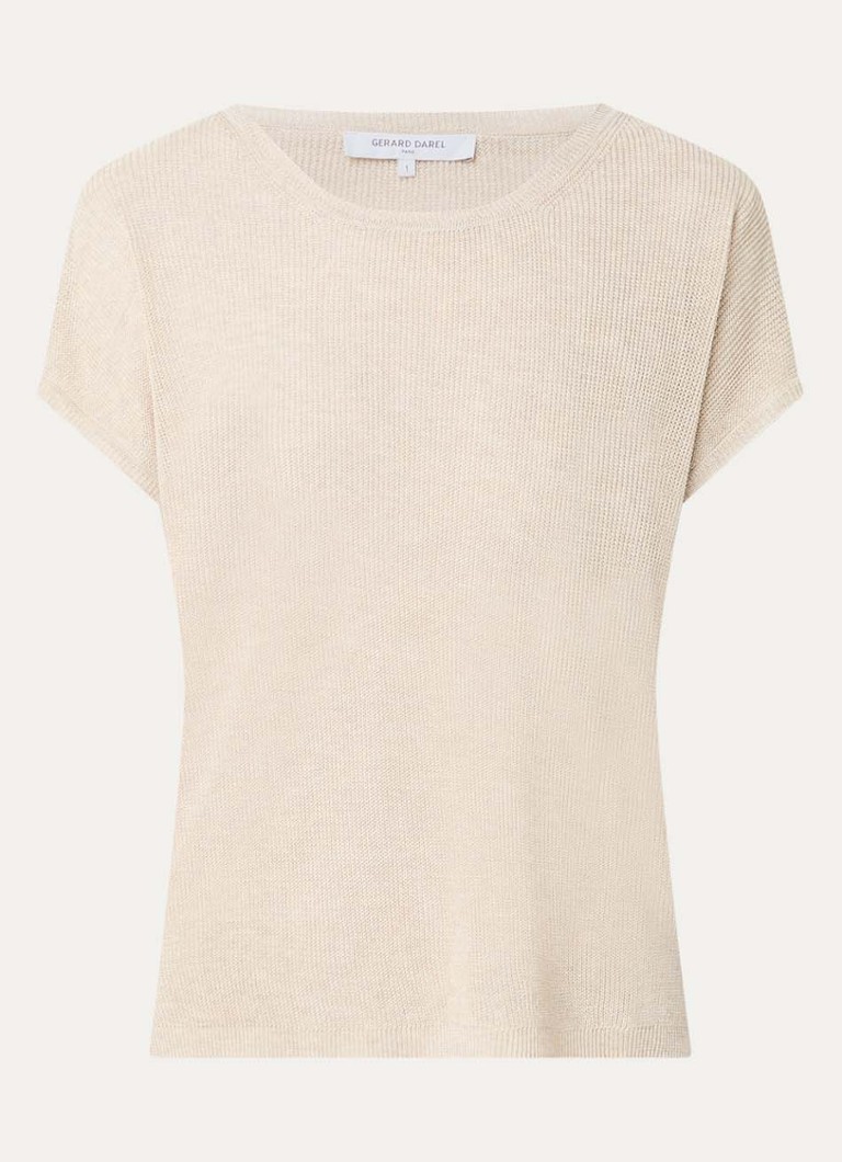 Gerard Darel Dames Lixia grofgebreide top met ronde hals in de kleur Beige