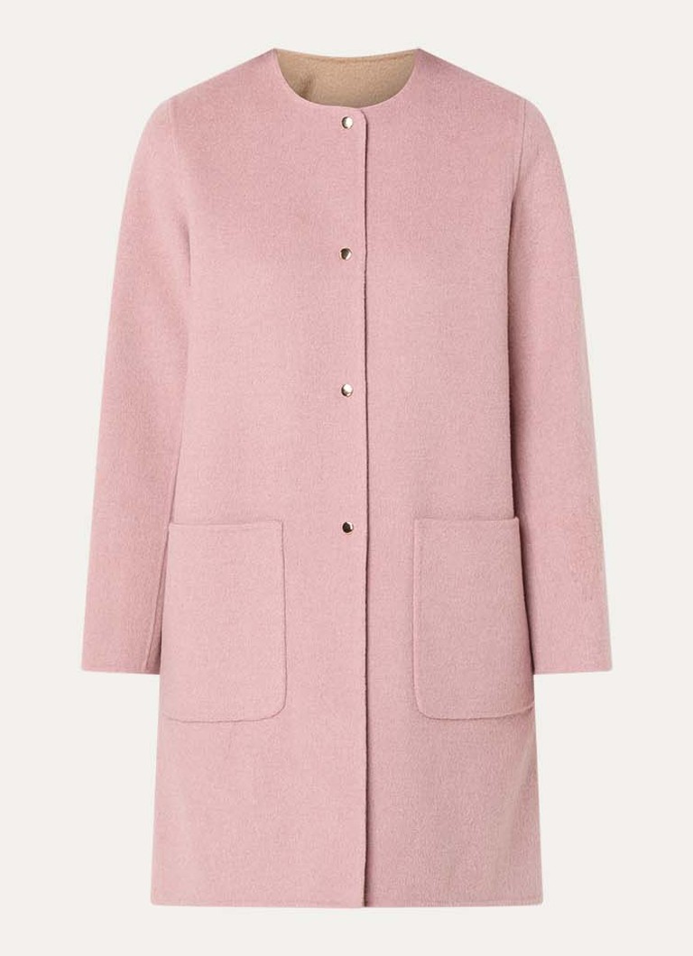 Gerard Darel Dames Precilia reversible mantel van wol in de kleur Lichtroze