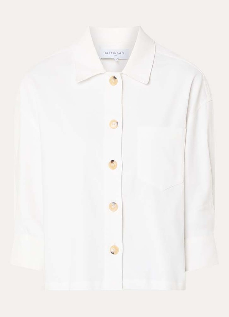 Gerard Darel Dames Tenya oversized cropped blouse met opgestikte zak in de kleur Gebroken wit