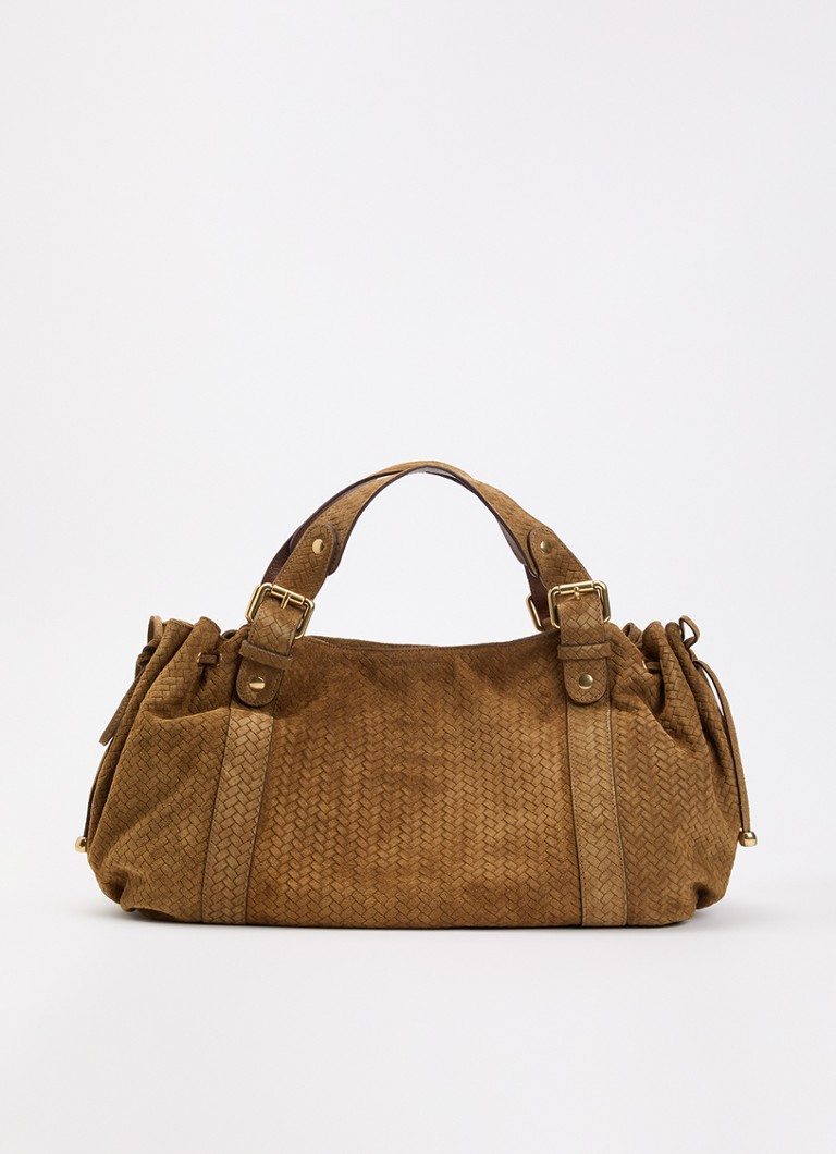 Gerard Darel Dames 24H handtas van suède in de kleur Cognac