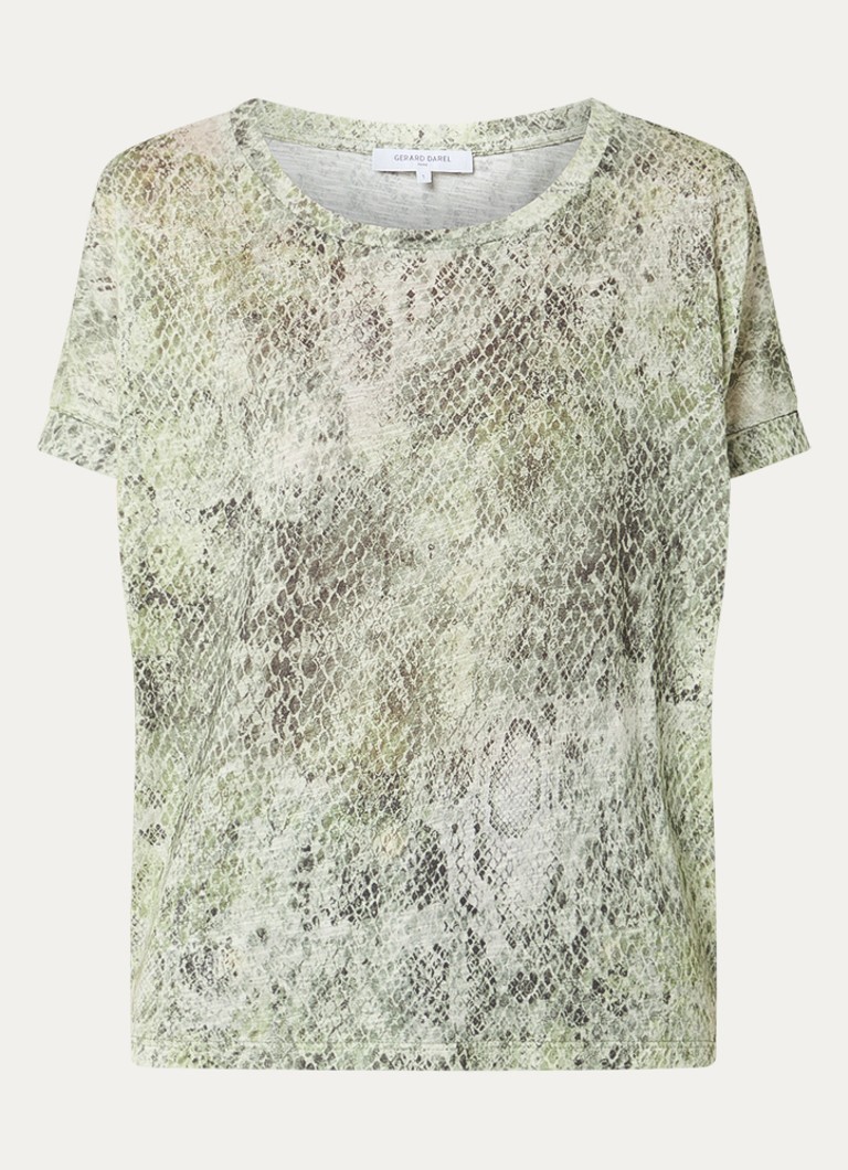 Gerard Darel Dames Mariel T-shirt met slangenprint in de kleur Groen
