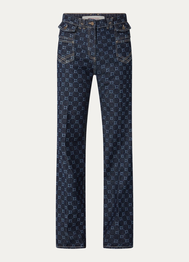 Gerard Darel Dames Anna high waist flared jeans met print in de kleur Indigo