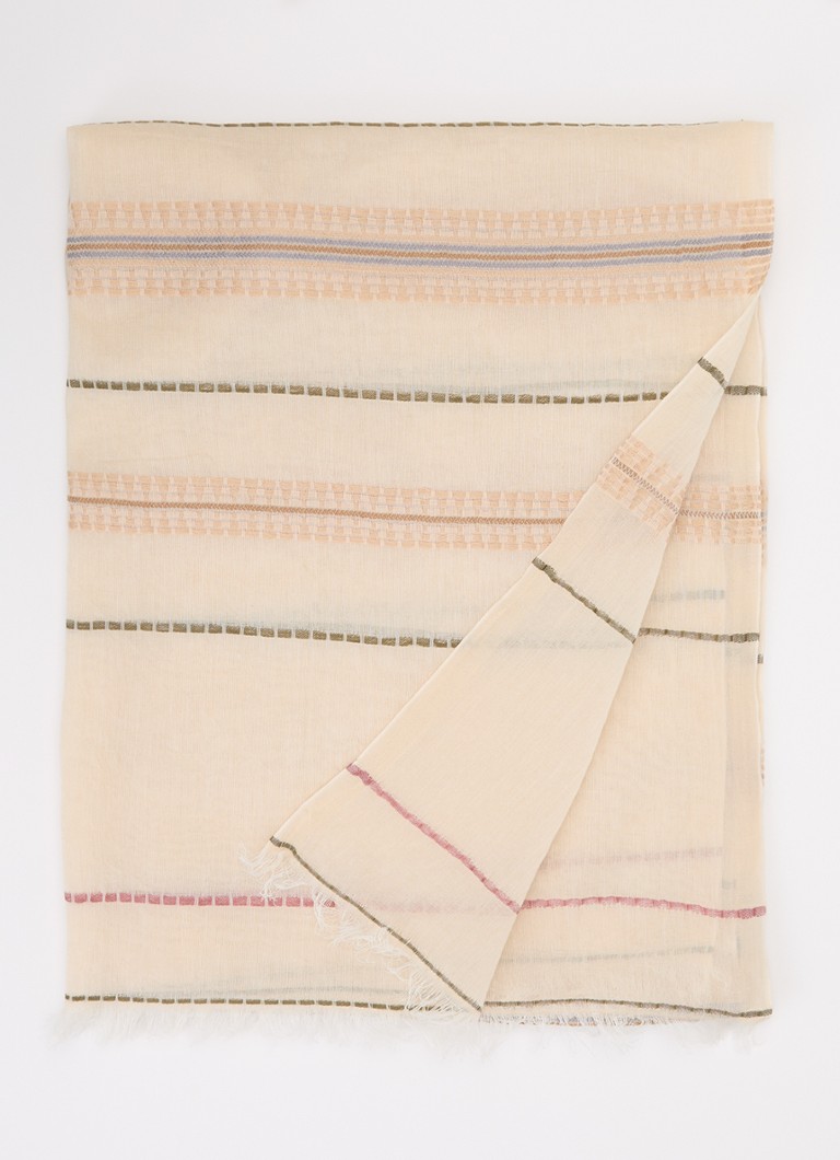 Gerard Darel Dames Dana sjaal met streepprint 180 x 70 cm in de kleur Beige