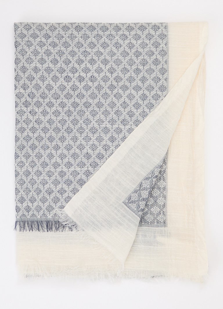 Gerard Darel Dames Doralia sjaal met print 180 x 70 cm in de kleur Donkerblauw
