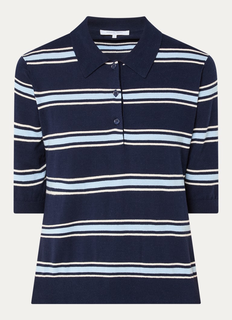 Gerard Darel Dames Leila fijngebreide polo met streepprint in de kleur Indigo