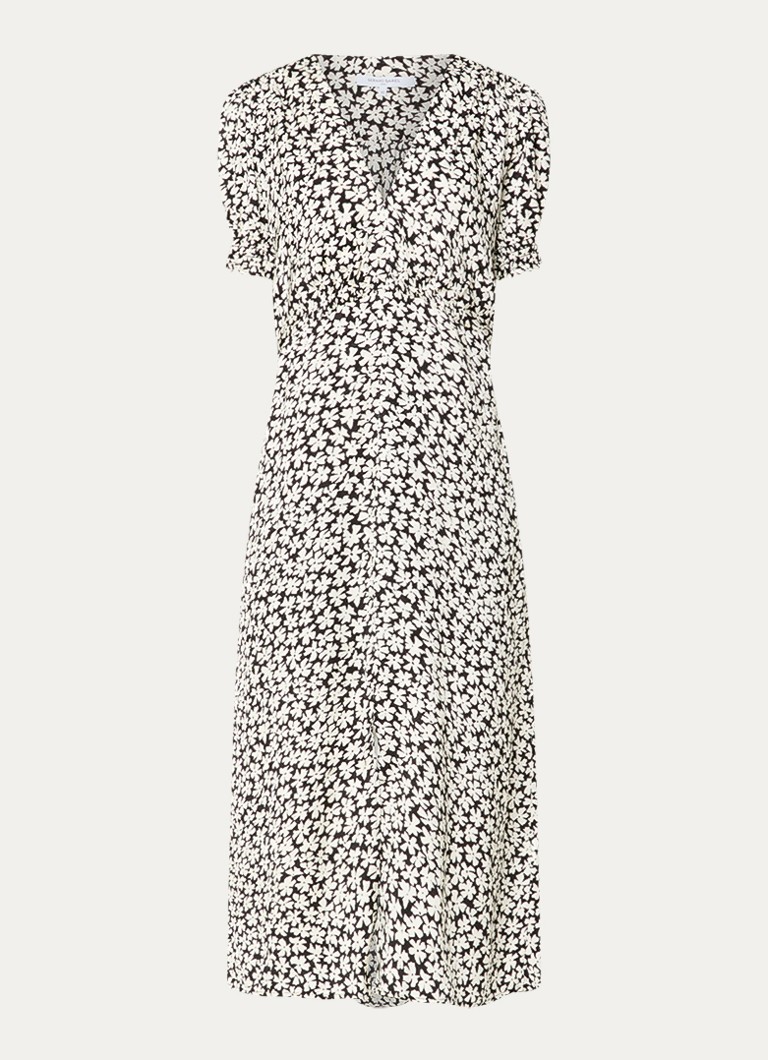 Gerard Darel Dames Rosi midi jurk met bloemenprint in de kleur Zwart