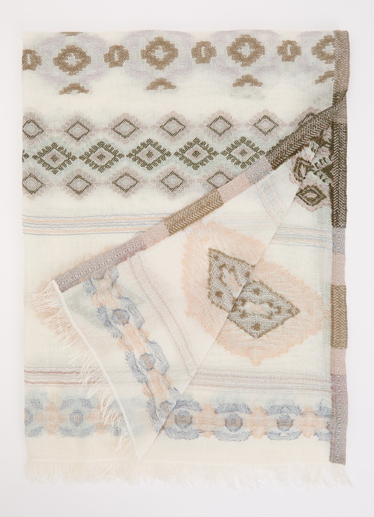 Gerard Darel Dames Delia sjaal met print 180 x 70 cm in de kleur Ivoor