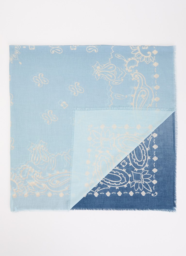 Gerard Darel Dames Dorine sjaal met dip-dye dessin 120 x 120 cm in de kleur Lichtblauw
