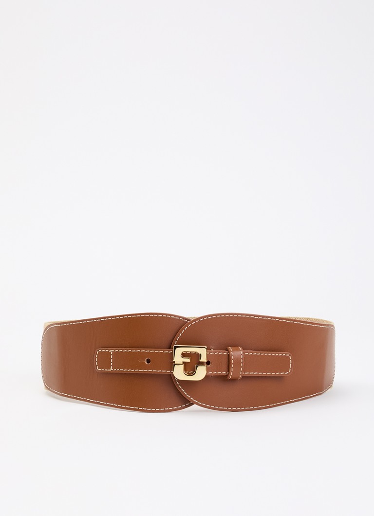 Gerard Darel Dames Olympe tailleriem met leren details in de kleur Cognac